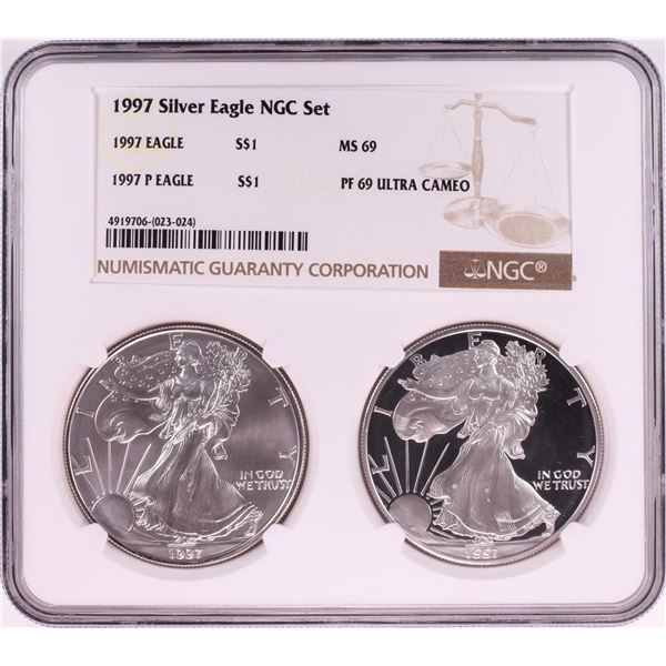 1997 $1 American Silver Eagle Coin Set NGC MS69/PF69 Ultra Cameo