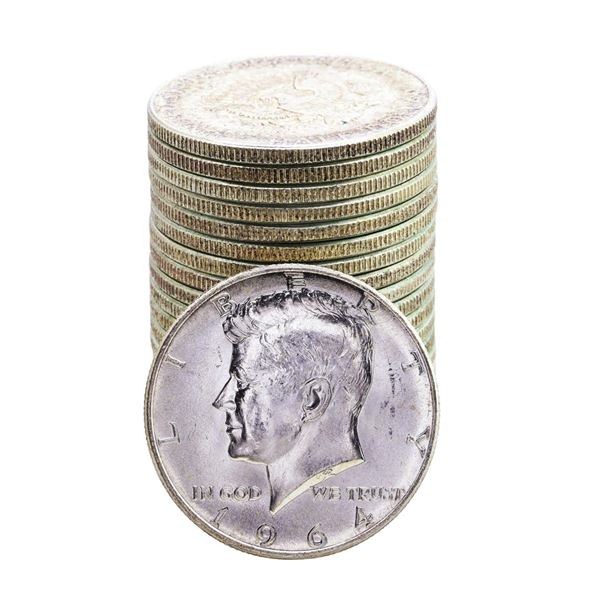 Roll of (20) Brilliant Uncirculated 1964 Kennedy Half Dollar Coins