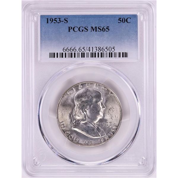 1953-S Franklin Half Dollar Coin PCGS MS65