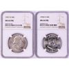 Image 1 : Lot of 1957-D & 1958-D Franklin Half Dollar Coins NGC MS64FBL