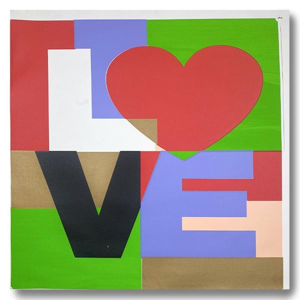 Steve Kaufman (1960-2010) "LOVE" Original Mixed Media on Canvas