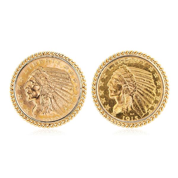 Set of $5 Half Eagle Gold Coins in 14K Gold Cuff Links
