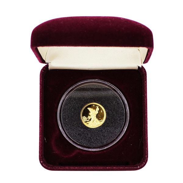 1989 Rarities Mint Disney Mickey Good Luck 1/10 Oz. Gold Coin w/ Box