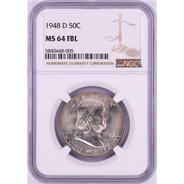 1948-D Franklin Half Dollar Coin NGC MS64FBL