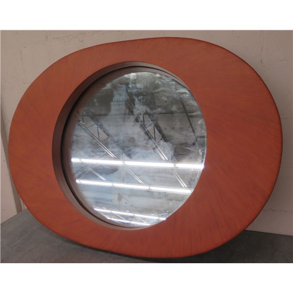 Large Wooden "O" Frame Mirror, Lincoln N36108, 46" x 35"