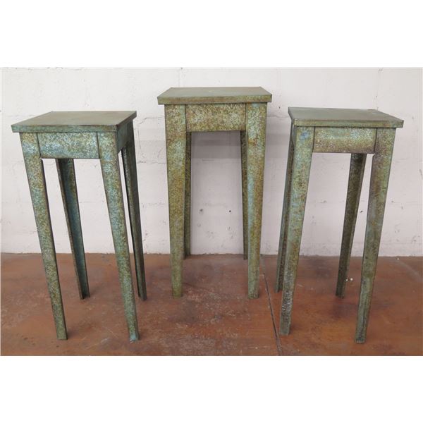 Qty 3 Square Tall Tables w/ Patina (Reg $160 Sale $79 each) 12"x12"x29"H