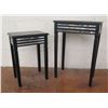 Image 1 : Qty 2 Black Wooden Side Tables w/ Mirrored Strips: Large 20"x12"x28", Small 14"x11"x22"H