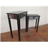 Image 2 : Qty 2 Wooden Side Tables w/ Mirrored Accents (Larger One is 18"x12"x27"H)