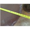 Image 8 : Pair of Wooden Round Side Tables 29"Dia x 25"H (surface shows wear, damage on one leg)