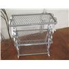 Image 12 : Qty 3 Side Tables: Black Wood 36"H, Narrow Metal, Woven Top & 3 Tier Shelf