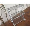 Image 13 : Qty 3 Side Tables: Black Wood 36"H, Narrow Metal, Woven Top & 3 Tier Shelf
