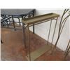 Image 7 : Qty 3 Side Tables: Black Wood 36"H, Narrow Metal, Woven Top & 3 Tier Shelf