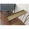 Image 8 : Qty 3 Side Tables: Black Wood 36"H, Narrow Metal, Woven Top & 3 Tier Shelf