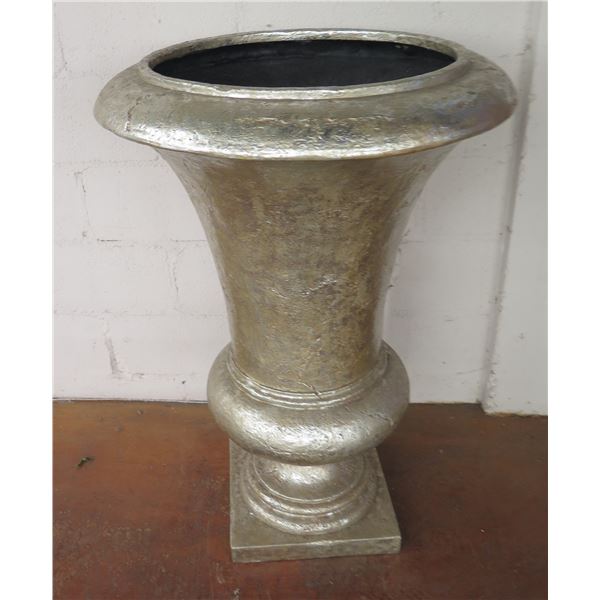 Silver Colored Footed Vase Planter w/ Pedestal Base 26"D x 40"H