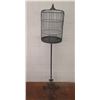 Image 1 : Tall Black Metal Bird Cage on Pole Tripod Base 63"H