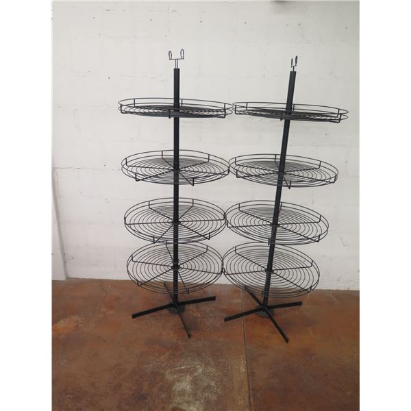 Qty 2 Black Metal 4-Tier Round Spinner Display Stand 64" Tall