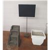 Image 1 : Square White Planter Pot, 3 Step Staircase Display & Black Sign on Pole Base