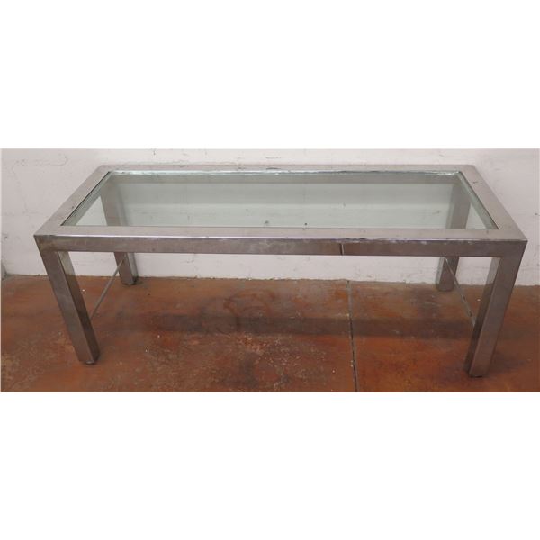 Metal Coffee Table w/ Glass Top 48"x18"x18"