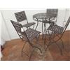 Image 3 : Round  Metal Bar-Height Bistro Table 25"D x 40"H & 4 Folding Chairs 16"x16"x45"H