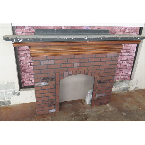 Decorative Brick-Look Fireplace Prop w/ Mantle 84"L x 12"D x 52"H