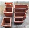 Image 1 : Qty 7 Terra Cotta-Look Plastic Planters: 6 Rectangle 12-17" x 18-38"H & Round Pot