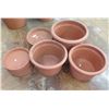 Image 1 : Qty 3 Terra Cotta-Look Plastic Planters 18-21"D x 14"H & Tray Base