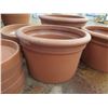 Image 3 : Qty 3 Terra Cotta-Look Plastic Planters 18-21"D x 14"H & Tray Base