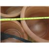 Image 8 : Qty 3 Terra Cotta-Look Plastic Planters 18-21"D x 14"H & Tray Base