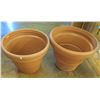 Image 1 : Qty 2 Terra Cotta-Look Plastic Planter Pots 30-33"D x 25-28"H