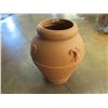 Image 2 : Round Terra Cotta-Style Plastic Vessel w/ Raised Design & Tray Base 21"Dia x 27" Tall