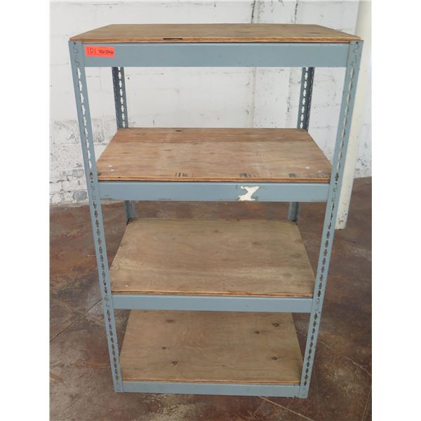 Industrial Metal 4-Tier Shelving Unit w/ Plywood Shelving 35"x 25" x 61"H