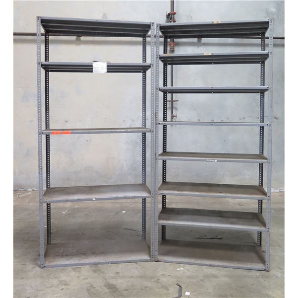 Qty 2 Adjustable Multi-Tier Metal Shelving Units 47"x32"x101"