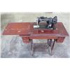 Image 1 : Vintage Singer Sewing Machine BA-3-8S in Wood & Metal Folding Cabinet Table