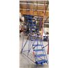Image 1 : Rolling 12-Step Warehouse Safety Angle Stair Ladder w/ Handrails