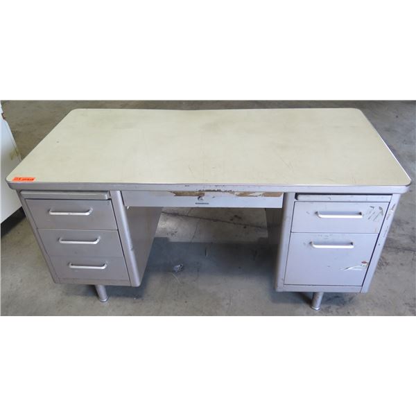 Metal Shop Desk w/ 5 Drawers & Laminate Top 60"x30"x29"