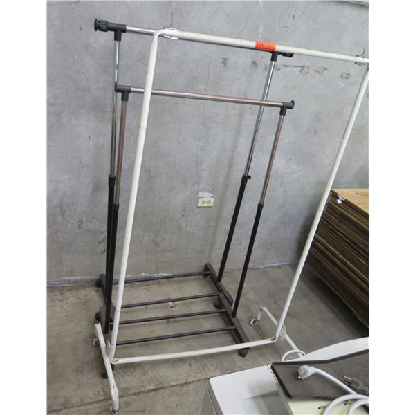 Qty 3 Rolling Pipe Clothing Wardrobe Racks