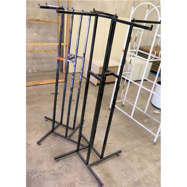 Qty 2 Rolling Metal Clothing Wardrobe Racks 70"H