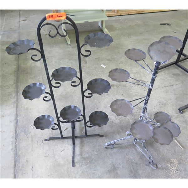 Qty 2 Wrought Iron Display Stands w/ 8 Small Candleholders