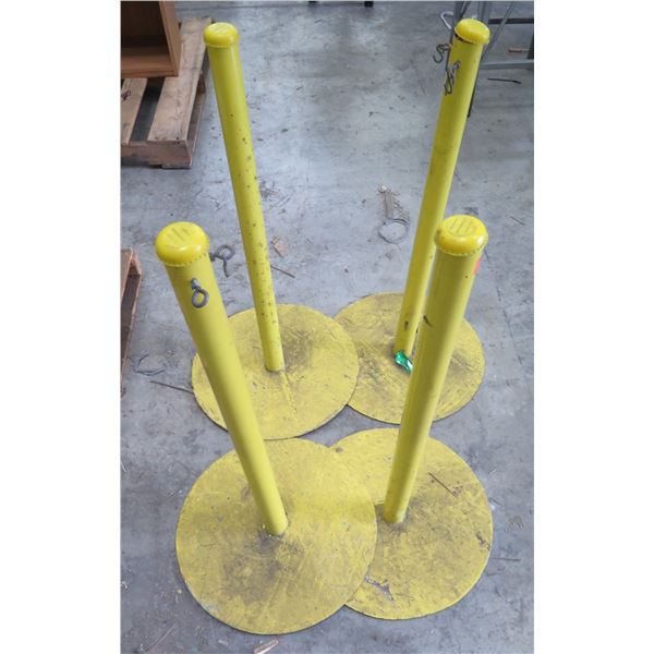 Qty 4 Econ-O-Guard Yellow Stanchion Stands