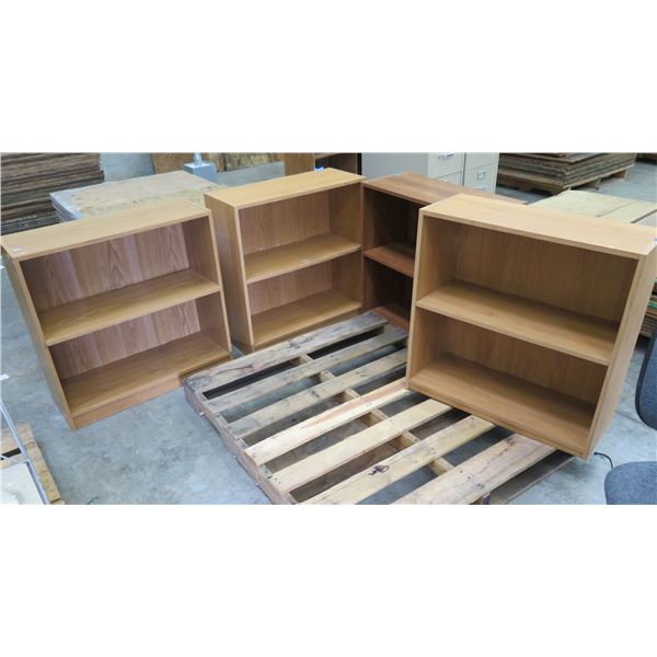 Qty 4 Pressed Wood 2-Tier Shelving Units 28"x12"x30"