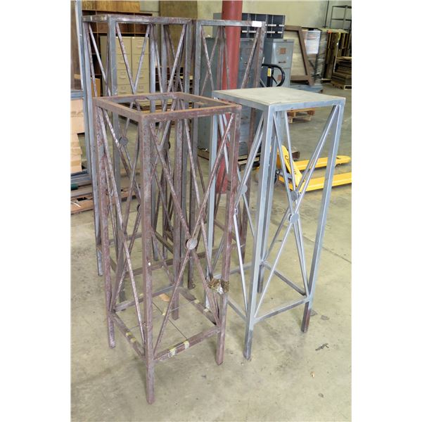 Qty 4 Metal Open Top Stands 26"D x 48" & 60"H