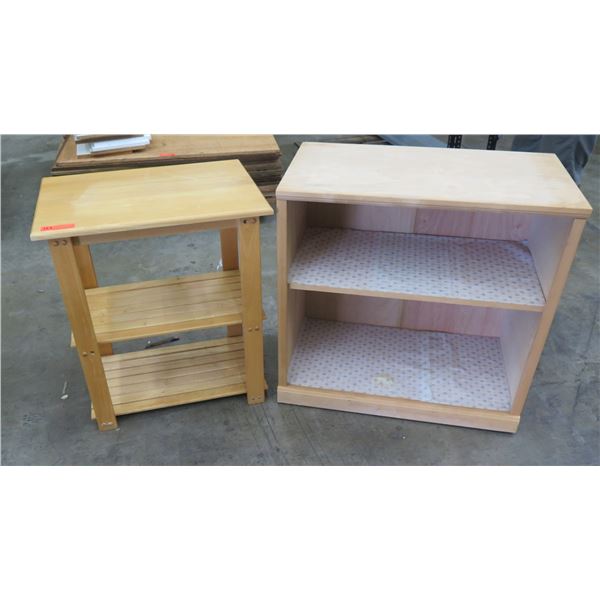 Qty 2 Small Wooden 2 Tier Shelf 36"x15"x30"
