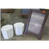Image 1 : Qty 2 Hexagon White Stands & Wood-Framed Slanted Display Board