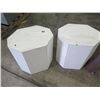 Image 2 : Qty 2 Hexagon White Stands & Wood-Framed Slanted Display Board
