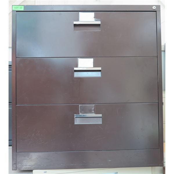 Brown Metal 3 Drawer Lateral Legal File Cabinet