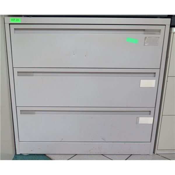 Beige Metal 3 Drawer Lateral Legal File Cabinet