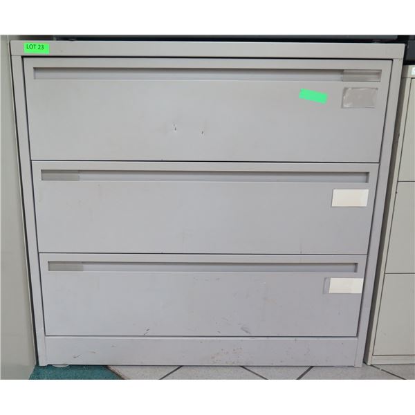 Beige Metal 3 Drawer Lateral Legal File Cabinet