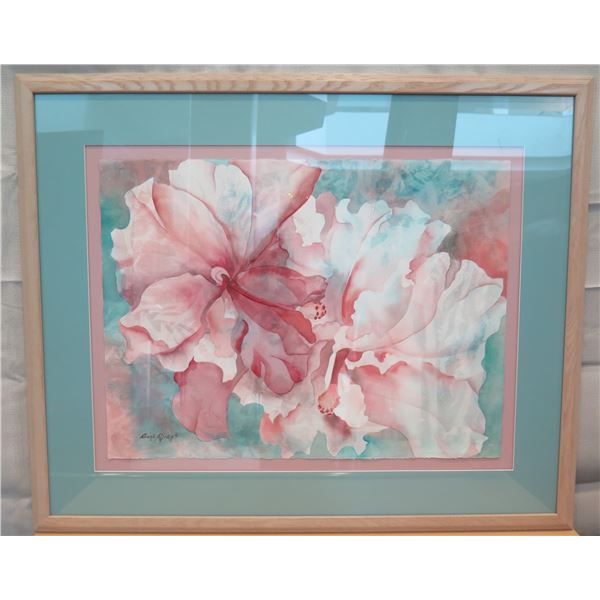 Floral Art Print Signed by Artist Carli Oliver Matted & Wood-Framed 42"x35"