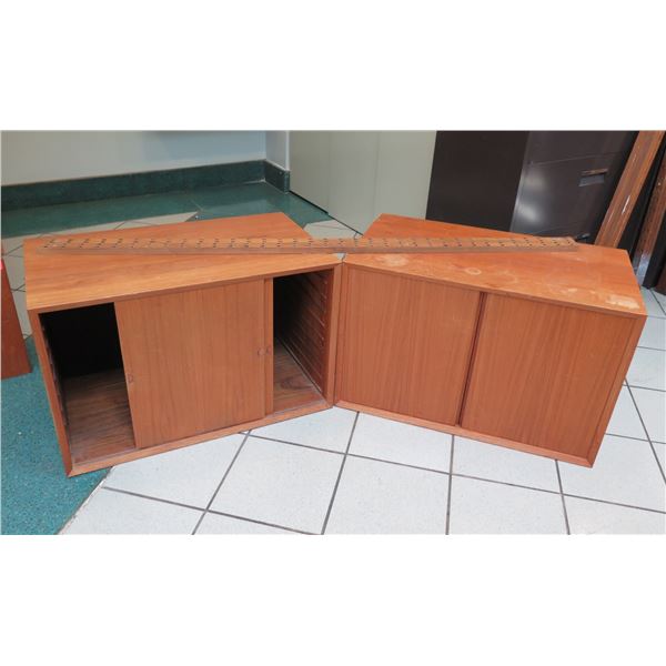 Wooden Modular Shelf Unit Unassembled w/ 2 Door Cabinets