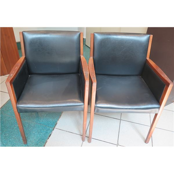 Qty 2 Taylor Chair Co. Wooden Upholstered Arm Chairs 22"x18"x32"